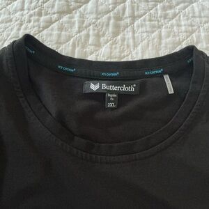 Buttercloth Icy Cotton Black Short Sleeve Crew Neck T-Shirt, Mens 2XL